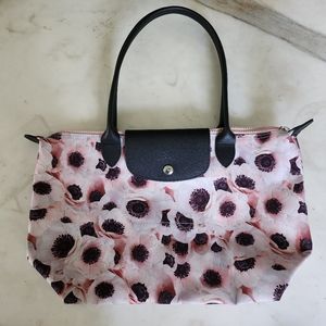 Longchamp Le Pliage pink anemone floral bag